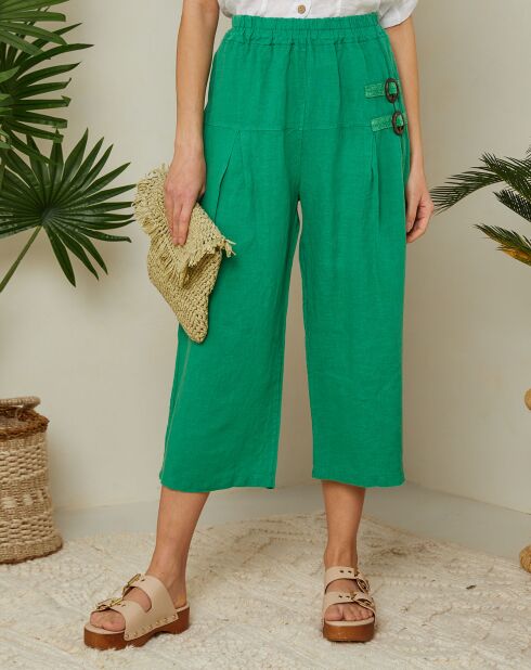 Grüne Emmyhose aus 100% Leinen