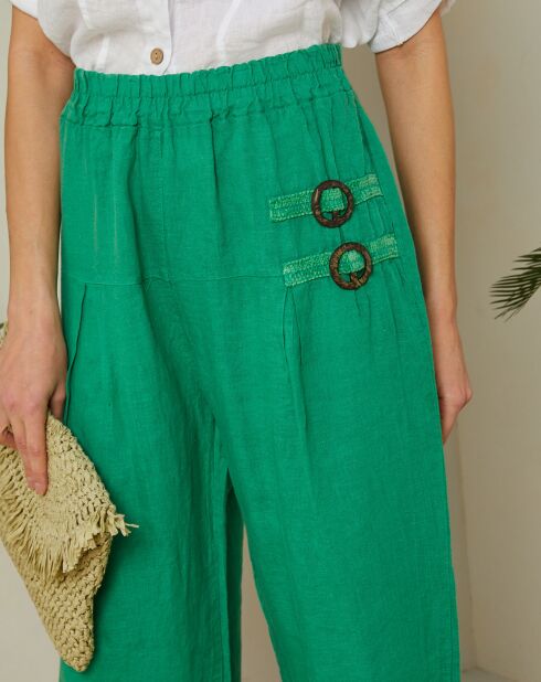 Grüne Emmyhose aus 100% Leinen