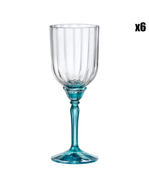 6 Verres à cocktail Florian bleus - 25 cl