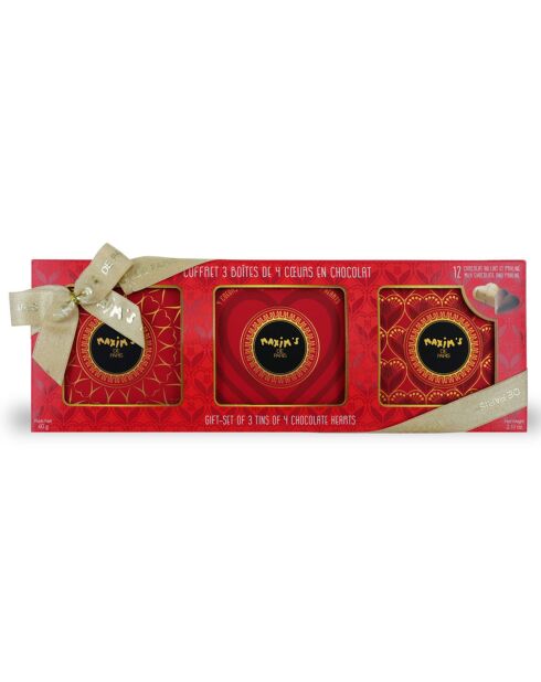 Etui de 3 coffrets Cœurs Chocolat 60 gr