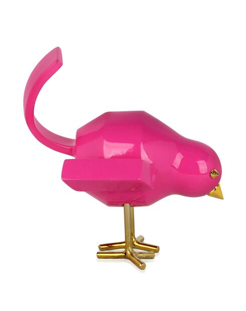 Harssculptuur Fuchsia vogel - 14x11x14 cm