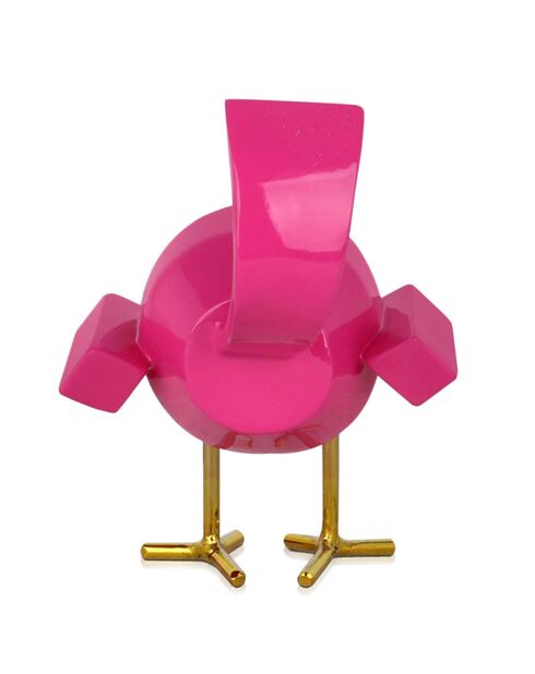 Harssculptuur Fuchsia vogel - 14x11x14 cm