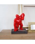 Sculpture en résine King Kong furieux rouge - 30x20x18 cm