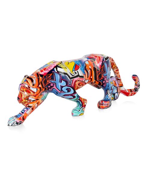 Graffiti pantersculptuur van kunsthars - 14x45x9 cm