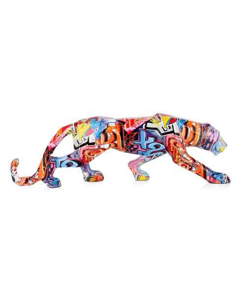 Graffiti pantersculptuur van kunsthars - 14x45x9 cm