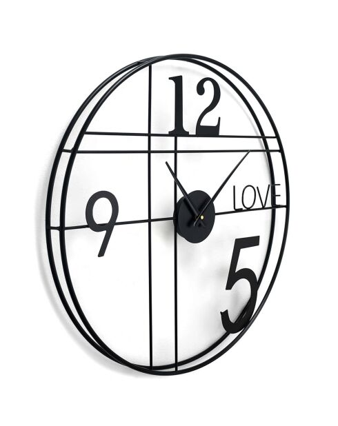 Horloge murale Love Time noire - D.60x60 cm