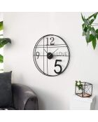 Horloge murale Love Time noire - D.60x60 cm