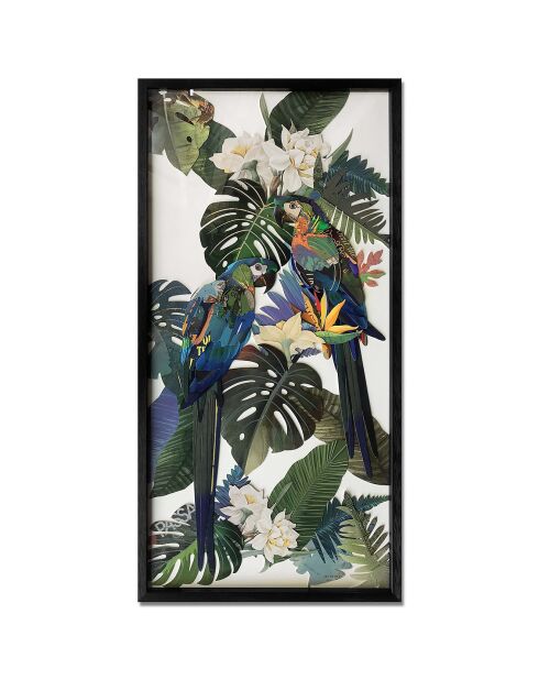 Tableau collage 3D Perroquets dans la jungle multicolore - 100x50 cm