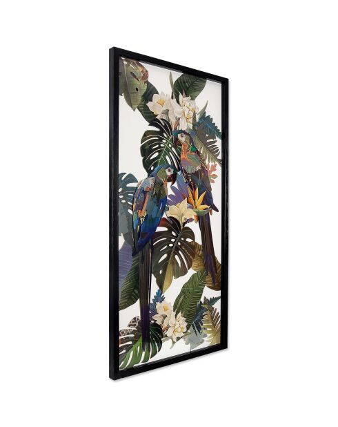 Tableau collage 3D Perroquets dans la jungle multicolore - 100x50 cm