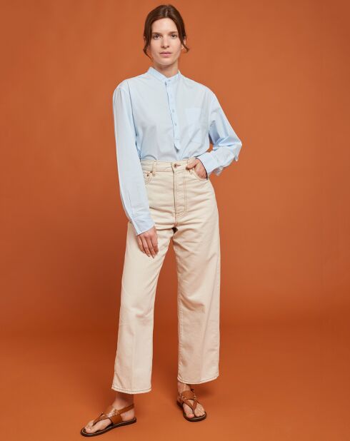 Blouse N°596 Popeline Cloud bleue