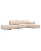 Canapé d'angle Droit Kaelle Chenille 5 Places beige - 386x166x85 cm