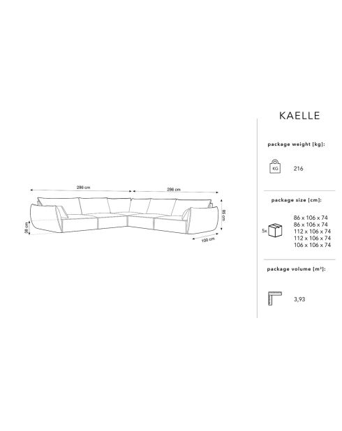 Canapé d'angle Symétrique Kaelle Chenille 7 Places beige clair - 286x286x85 cm