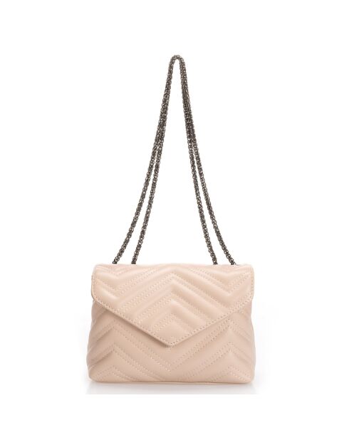 Blassrosa Ava Schultertasche aus gestepptem Leder - 22x9x17 cm
