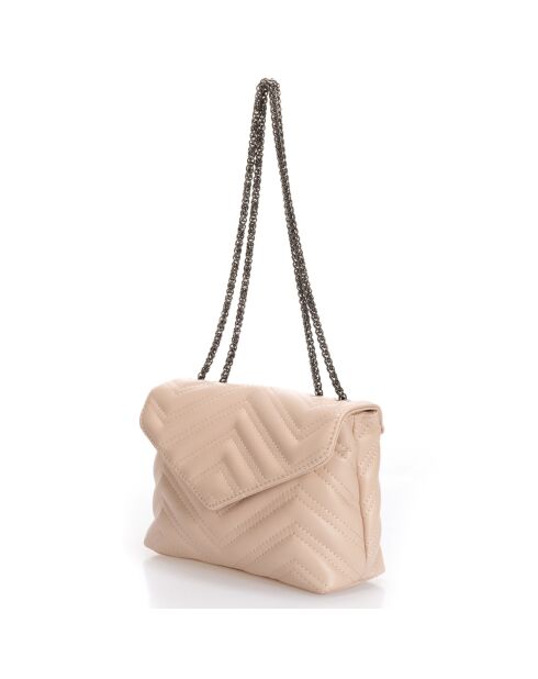 Blassrosa Ava Schultertasche aus gestepptem Leder - 22x9x17 cm