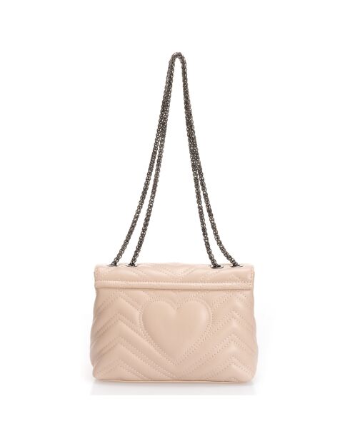 Blassrosa Ava Schultertasche aus gestepptem Leder - 22x9x17 cm