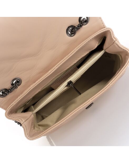 Blassrosa Ava Schultertasche aus gestepptem Leder - 22x9x17 cm