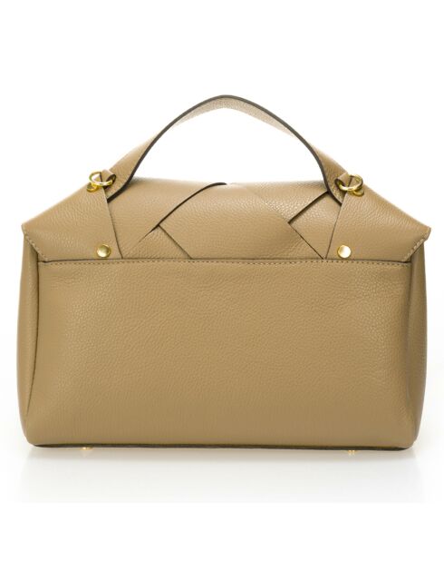 Bolso de mano Enyo de piel taupe - 30x12x23 cm