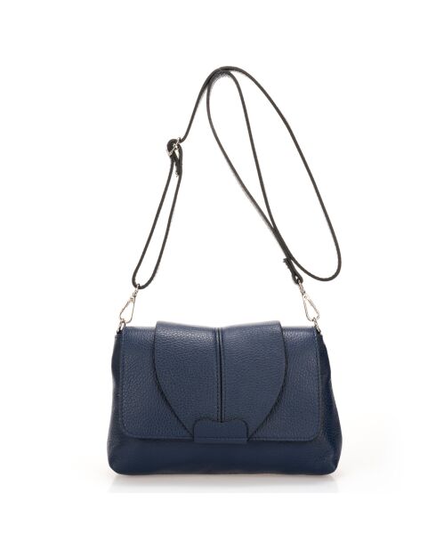 Borsa a tracolla Hannah in pelle blu scuro - 24x6x17 cm