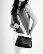 Borsa a tracolla Hannah in pelle blu scuro - 24x6x17 cm