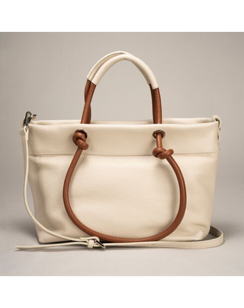 Sac cabas en Cuir Ivy beige/marron - 29x16x23 cm