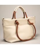 Sac cabas en Cuir Ivy beige/marron - 29x16x23 cm