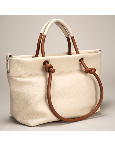Sac cabas en Cuir Ivy beige/marron - 29x16x23 cm