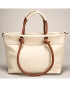 Sac cabas en Cuir Ivy beige/marron - 29x16x23 cm