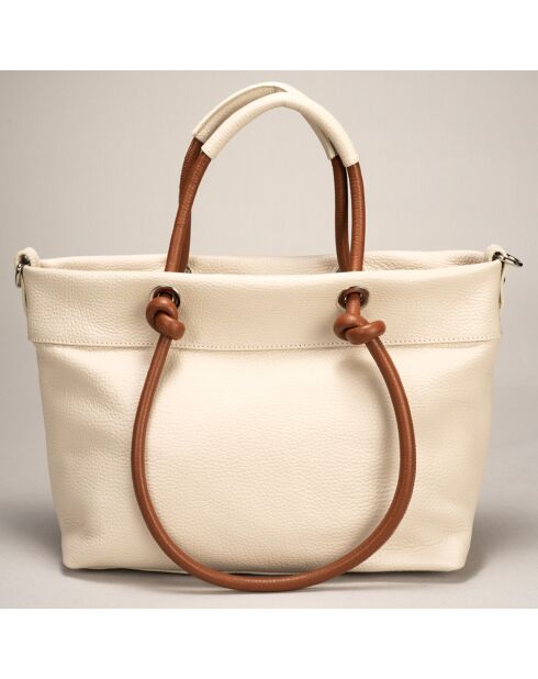 Sac cabas en Cuir Ivy beige/marron - 29x16x23 cm