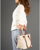 Sac cabas en Cuir Ivy beige/marron - 29x16x23 cm