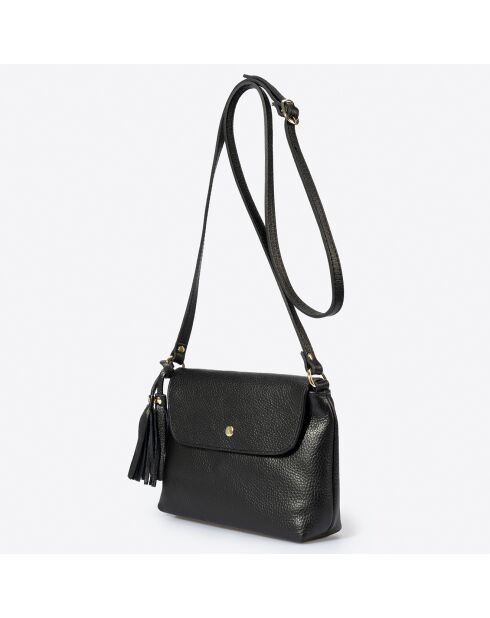 Sac bandoulière en Cuir Arya noir - 20x10x22 cm