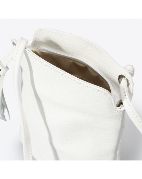 Pochette bandoulière en Cuir Eva blanche - 20x10x22 cm