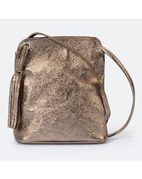 Eva bronzen metalen leren schoudertas - 20x10x22 cm