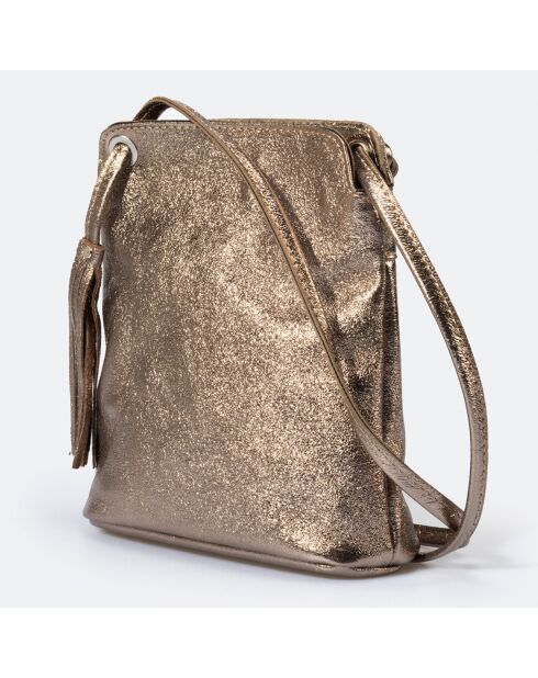 Eva bronzen metalen leren schoudertas - 20x10x22 cm