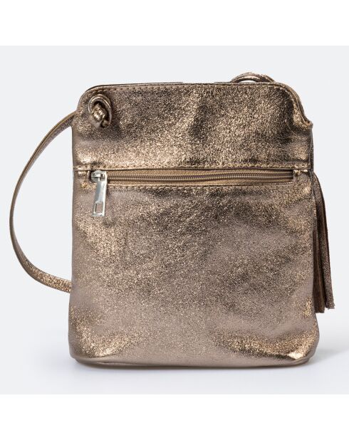 Eva bronzen metalen leren schoudertas - 20x10x22 cm