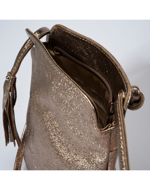 Eva bronzen metalen leren schoudertas - 20x10x22 cm