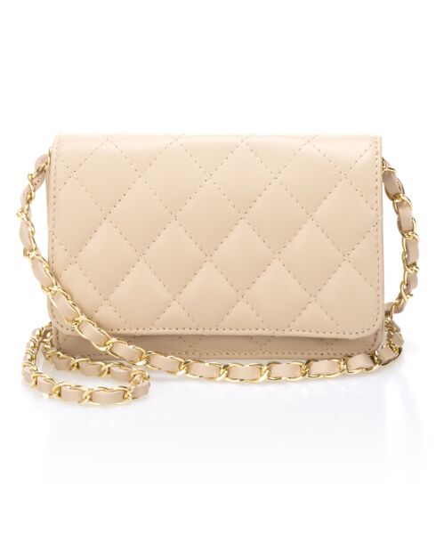 Bolso de hombro Adèle de piel acolchada rosa nude - 17x16x20 cm