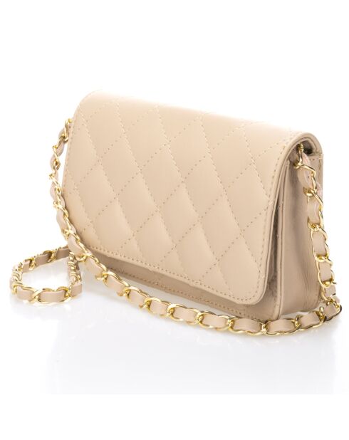 Bolso de hombro Adèle de piel acolchada rosa nude - 17x16x20 cm