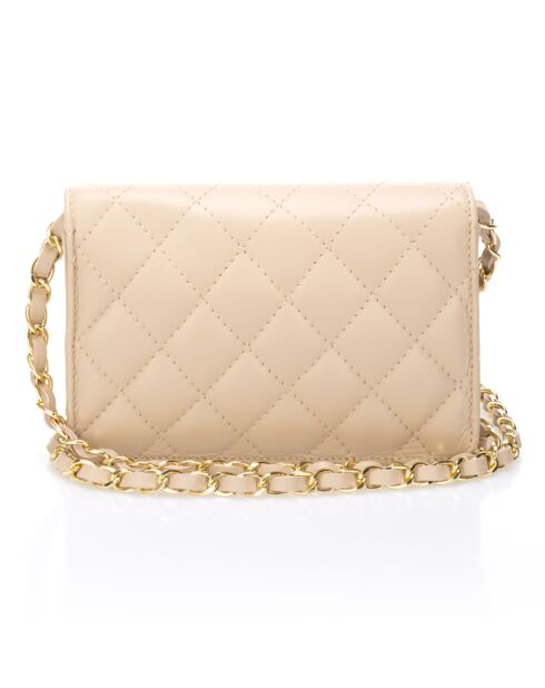 Bolso de hombro Adèle de piel acolchada rosa nude - 17x16x20 cm