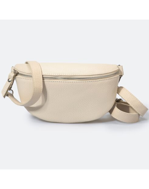 Marsupio Selene in pelle beige - 23x1x15 cm