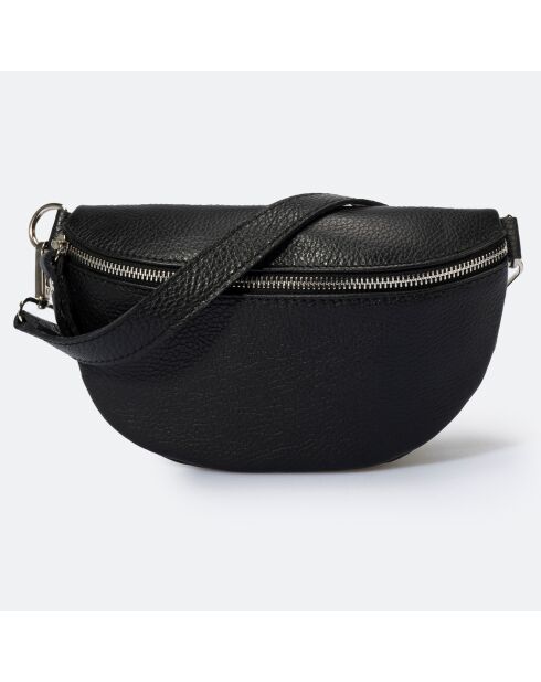 Sac banane en Cuir Selene noir  - 23x1x15 cm