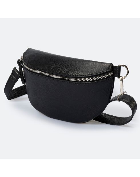 Sac banane en Cuir Selene noir  - 23x1x15 cm