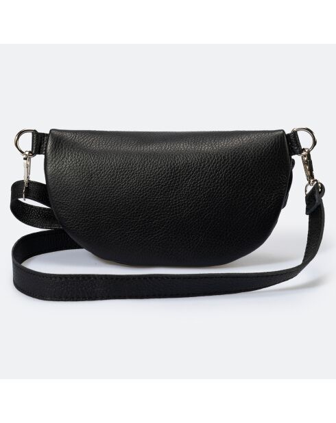 Sac banane en Cuir Selene noir  - 23x1x15 cm