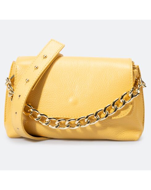 Sac bandoulière en Cuir Allison jaune - 26x6x18 cm