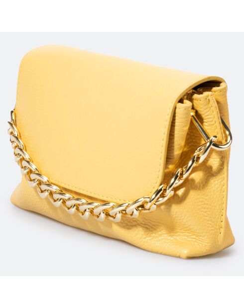 Sac bandoulière en Cuir Allison jaune - 26x6x18 cm