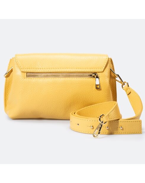 Sac bandoulière en Cuir Allison jaune - 26x6x18 cm