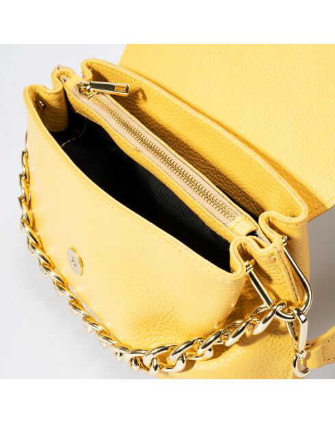 Sac bandoulière en Cuir Allison jaune - 26x6x18 cm