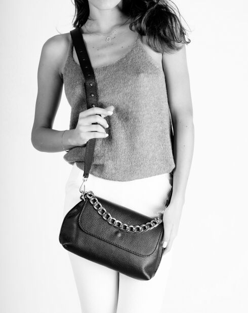 Sac bandoulière en Cuir Allison jaune - 26x6x18 cm