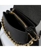 Schwarze Allison Schultertasche aus Leder, 26 x 6 x 18 cm