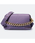 Sac bandoulière en Cuir Allison violet - 26x6x18 cm