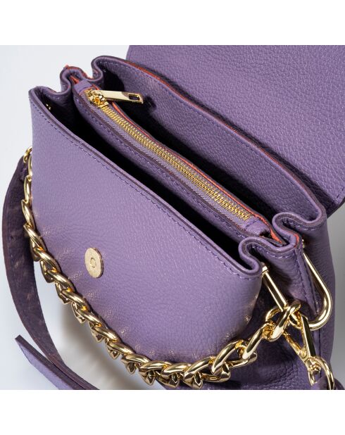 Sac bandoulière en Cuir Allison violet - 26x6x18 cm